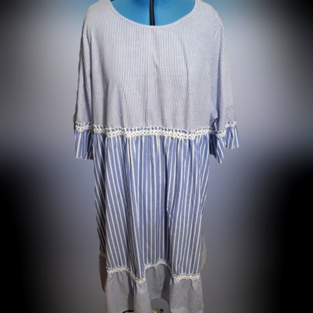 Chic Striped Maxi Dress in Blue and White